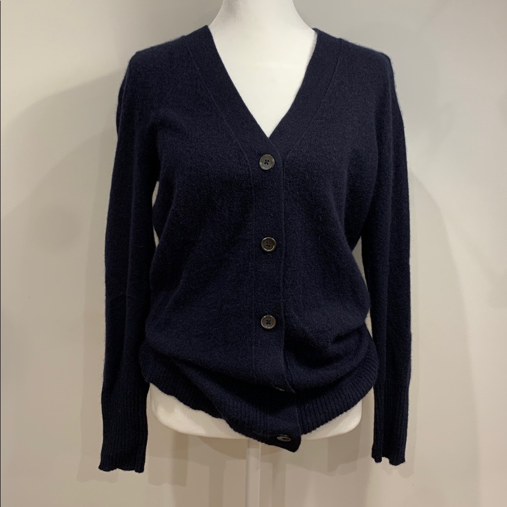 C by Bloomingdale’s cashmere navy blue cardigan